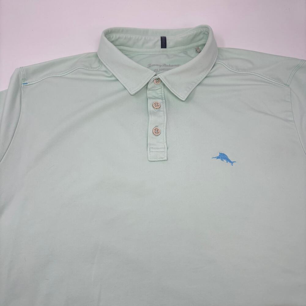Tommy Bahama Island Zone Mens‎ XL Solid Mint Green Short Sleeve Polo Shirt